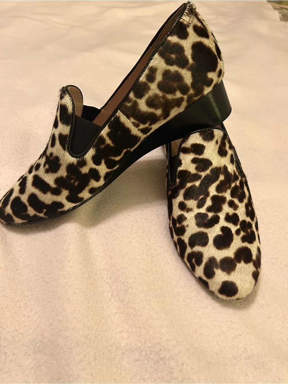 Taryn Rose Leopard Genuine, Calf, Hair Wedge Loafers Comfort Shoes Women’s 7